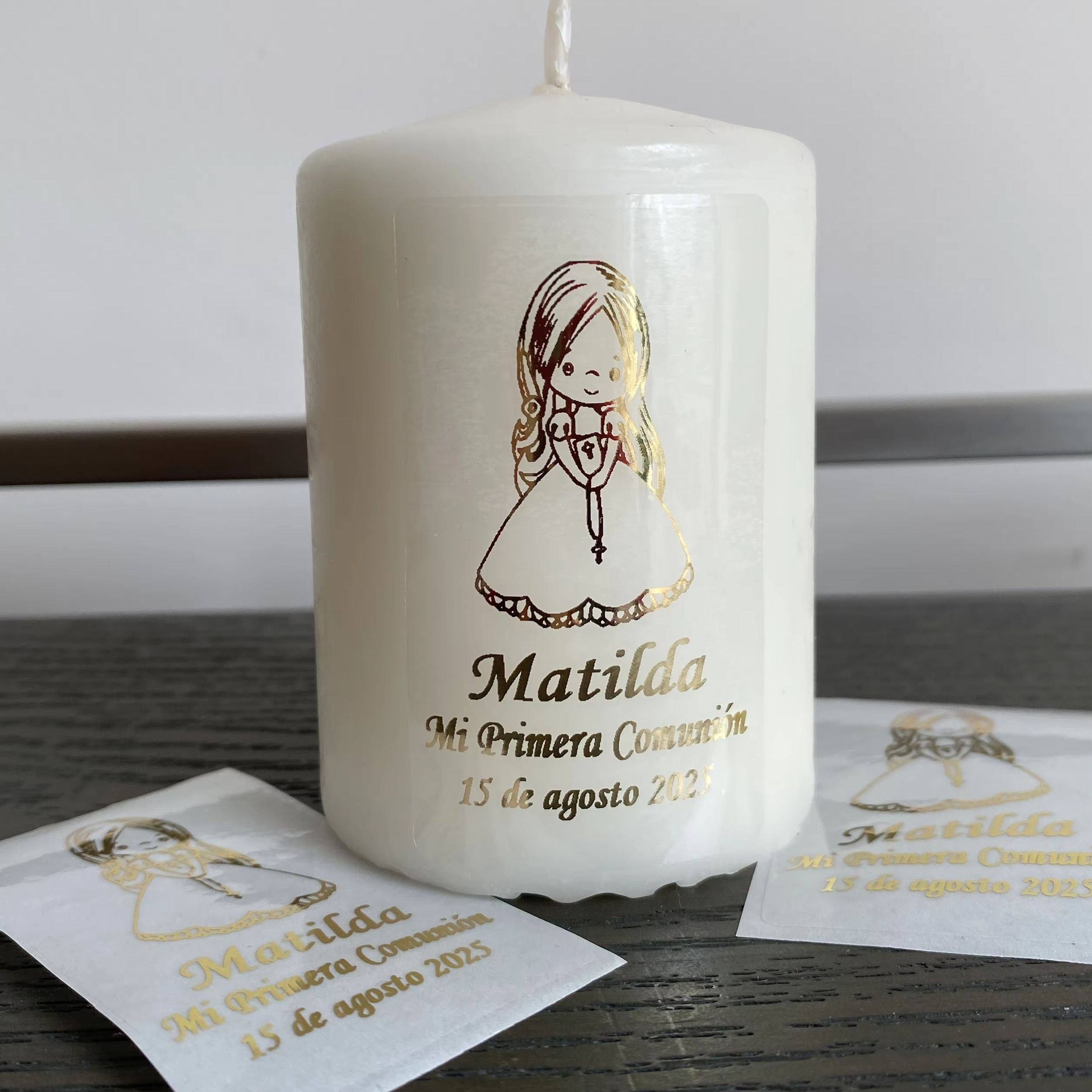Personalised Candle Label - Персонализированные наклейки для девочек на Первое