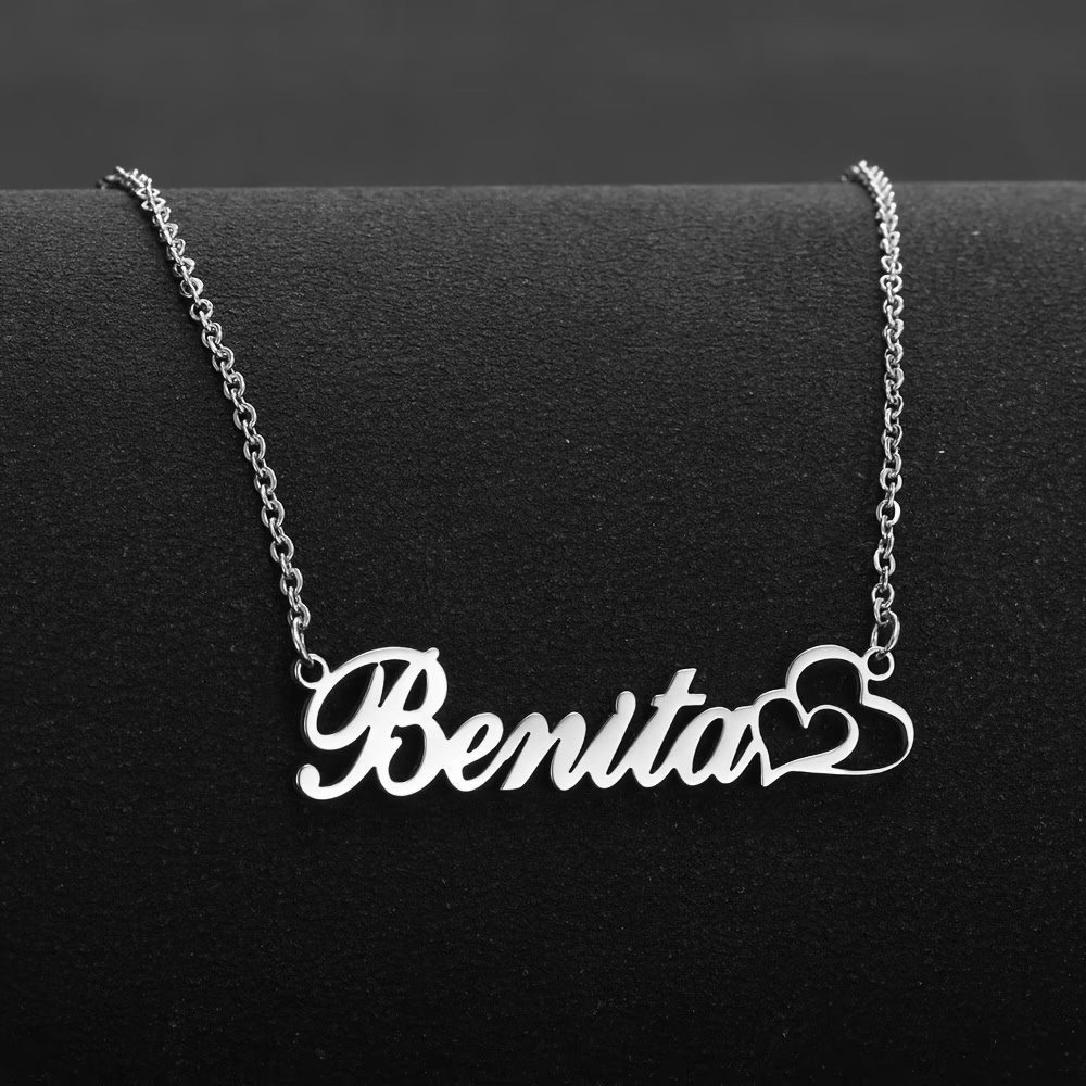 Name Necklace Custom - Персонализированное ожерелье с двойным сердцем и